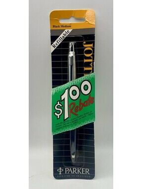 1990s Parker Jotter Ball Pen Black Ink Medium Point Navy Blue Barrel ~ Sealed